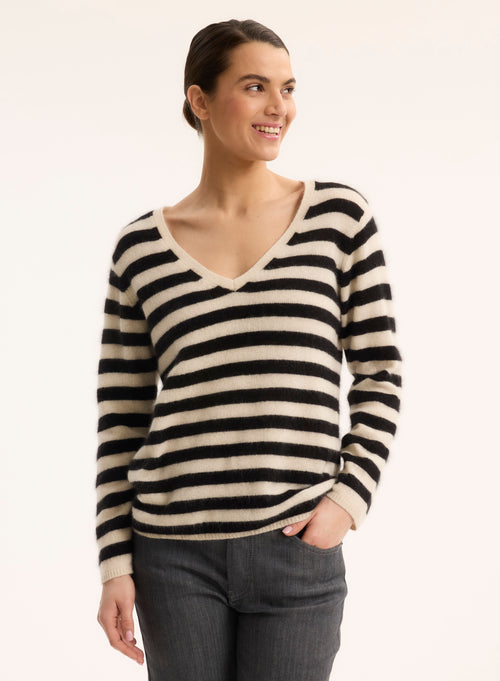 Navy Crew Neck Long Sleeve Sweater - MAJESTIC FILATURES