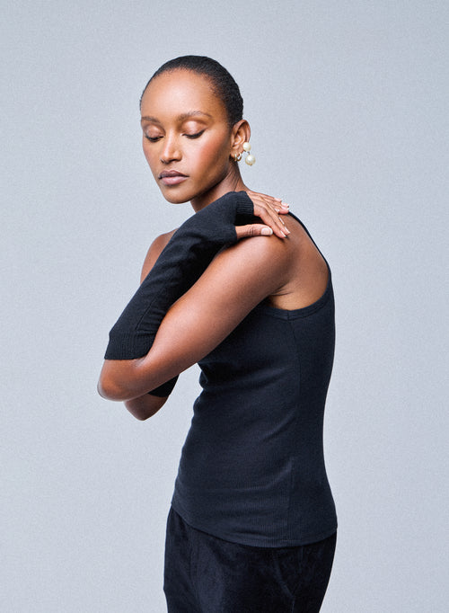 Manoplas de cachemir negro - MAJESTIC FILATURES