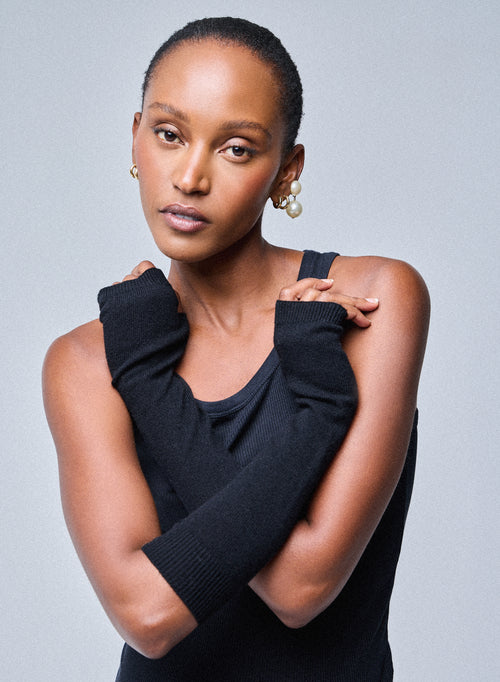 Manoplas de cachemir negro - MAJESTIC FILATURES