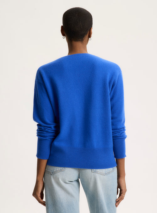 Pullover Blau V-Ausschnitt Langarm - MAJESTIC FILATURES