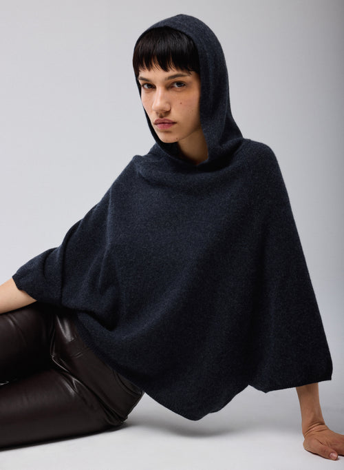 Grauer Kapuzenpullover mit langen Ärmeln aus Kaschmir - MAJESTIC FILATURES