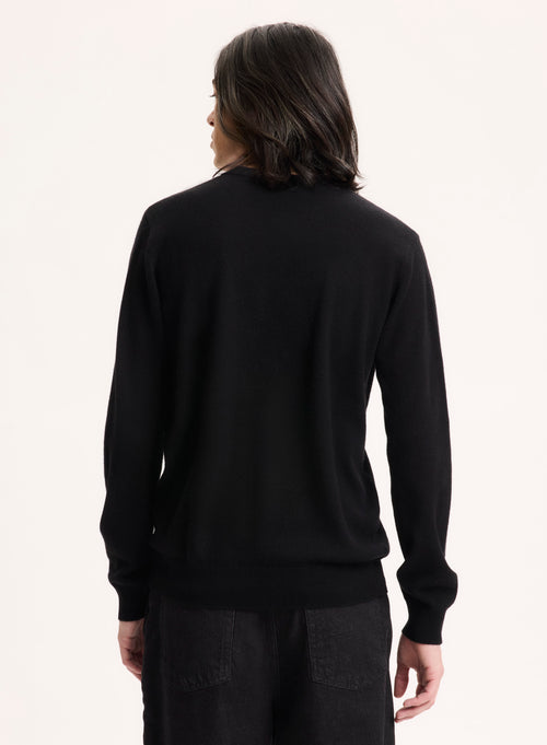 Black Long Sleeve Round Neck Sweater - MAJESTIC FILATURES