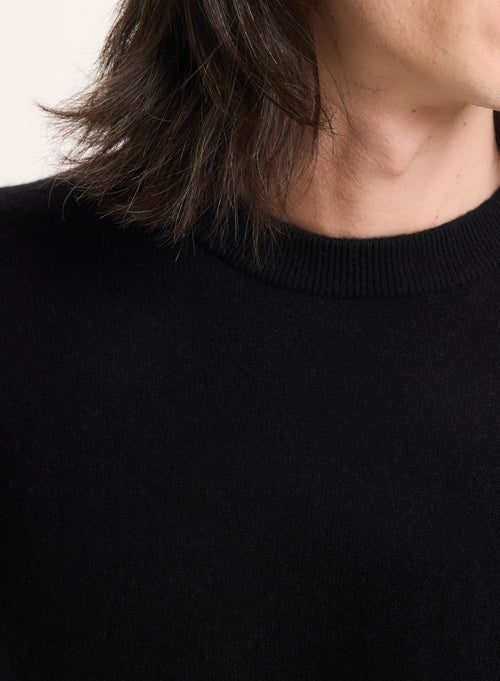 Black Long Sleeve Round Neck Sweater - MAJESTIC FILATURES