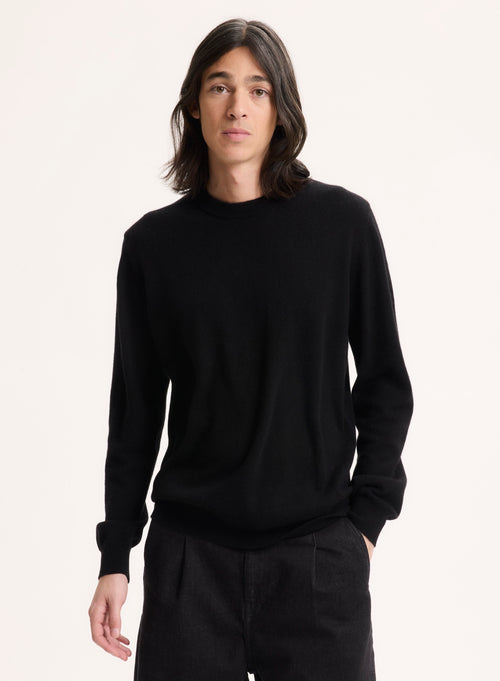 Black Long Sleeve Round Neck Sweater - MAJESTIC FILATURES