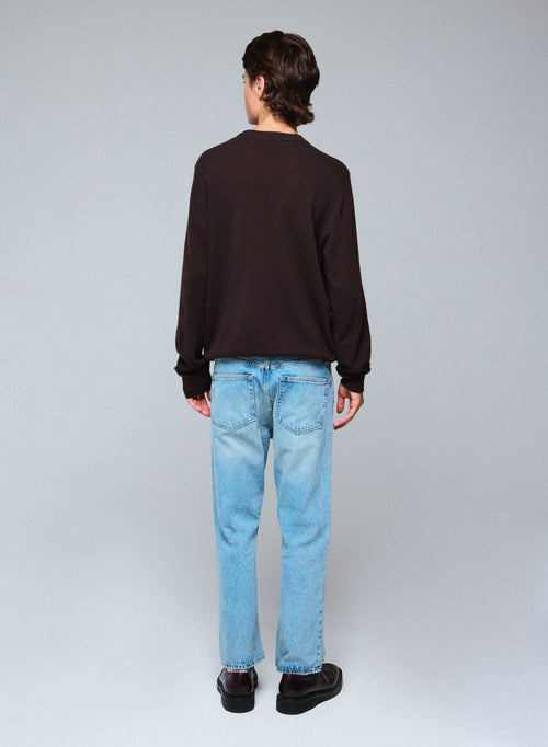 Pull Marron Col Rond Manches Longues en Cachemire - MAJESTIC FILATURES
