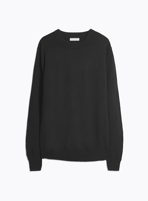 Black Long Sleeve Round Neck Sweater - MAJESTIC FILATURES