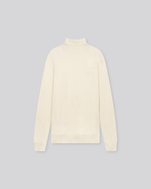 Weißer Rollkragenpullover mit langen Ärmeln aus Kaschmir - MAJESTIC FILATURES
