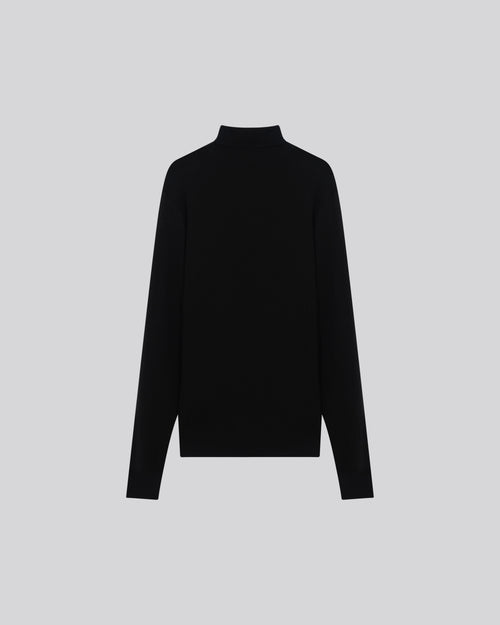 Schwarzer langärmeliger Rollkragenpullover aus Kaschmir - MAJESTIC FILATURES