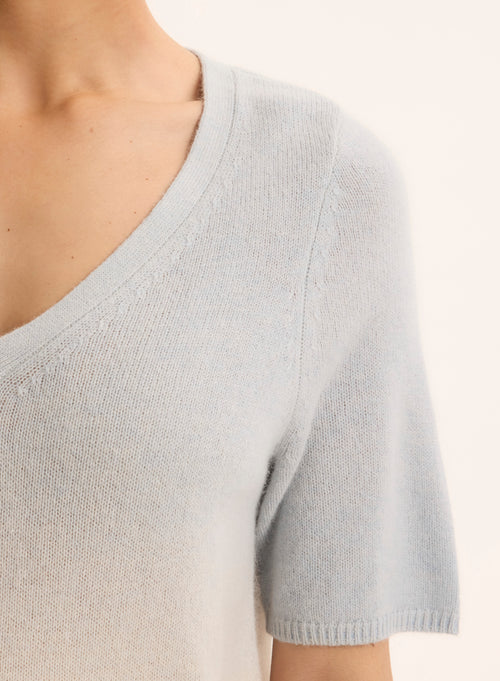 White V-Neck Long Sleeve Sweater - MAJESTIC FILATURES