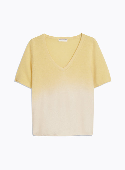 Pull Jaune Col V Manches Courtes - MAJESTIC FILATURES