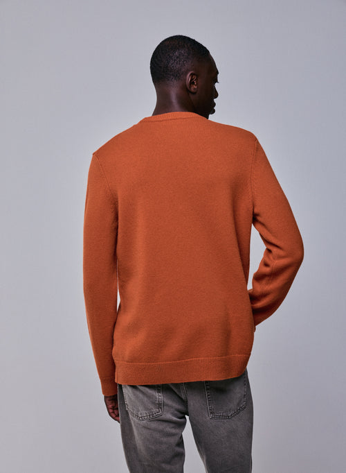 Pull Marron Col Rond Manches Longues en Laine merinos - MAJESTIC FILATURES