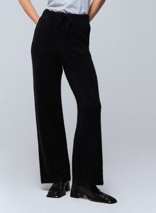 Black Alpaca / Polyamide / Elastane Pants - MAJESTIC FILATURES