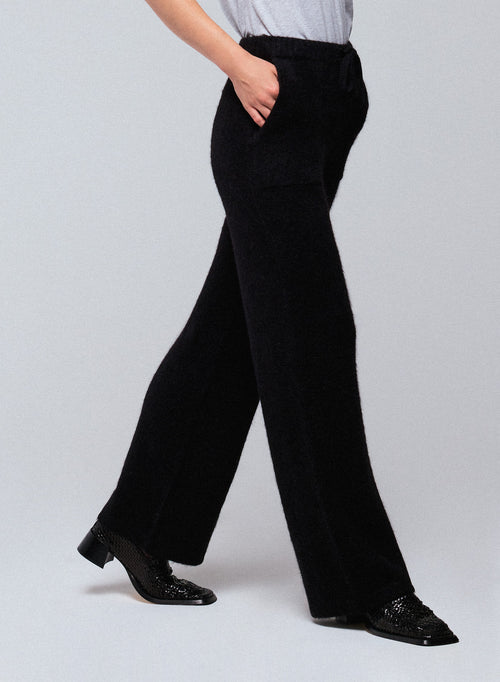 Black Alpaca / Polyamide / Elastane Pants - MAJESTIC FILATURES