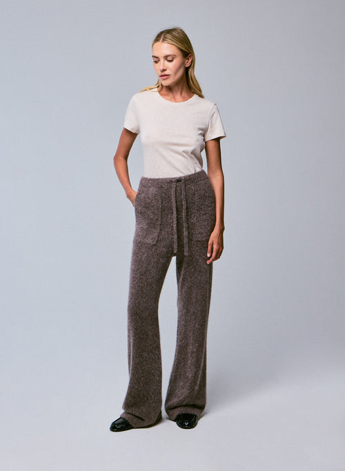 Beige Alpaca / Polyamide / Elastane Pants - MAJESTIC FILATURES