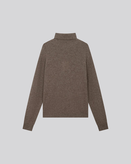 Pull Marron Col Roulé Manches Longues en Laine / Fox / Polyamide - MAJESTIC FILATURES