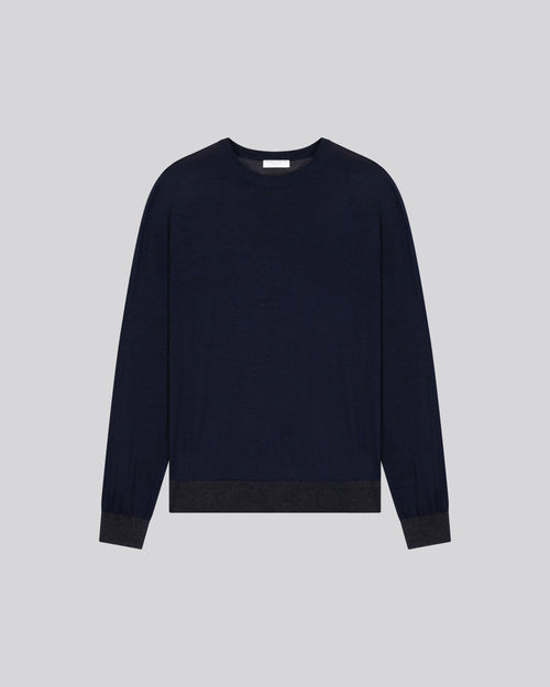 Pull Marine Col Rond Manches Longues en Laine merinos - MAJESTIC FILATURES