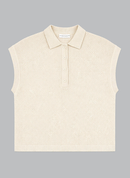 Polo Milk Sans Manches en Coton - MAJESTIC FILATURES