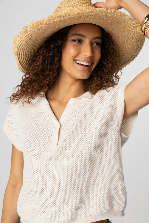 Polo Milk Sans Manches en Coton - MAJESTIC FILATURES