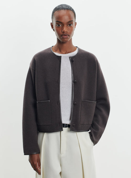 Jacket in leather, cashmere and wool - MAJESTIC FILATURES
