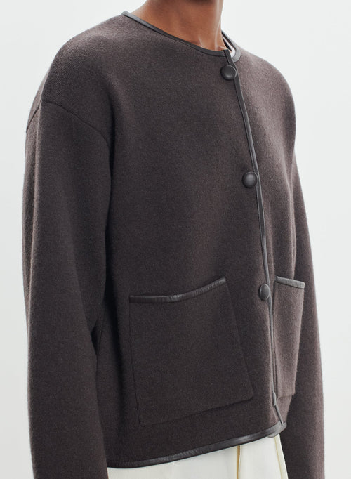 Jacket in leather, cashmere and wool - MAJESTIC FILATURES