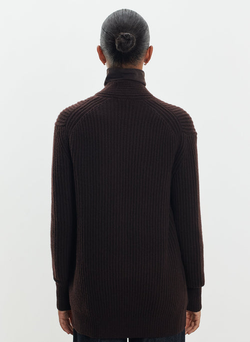 Cardigan en cuir et laine mérinos - MAJESTIC FILATURES