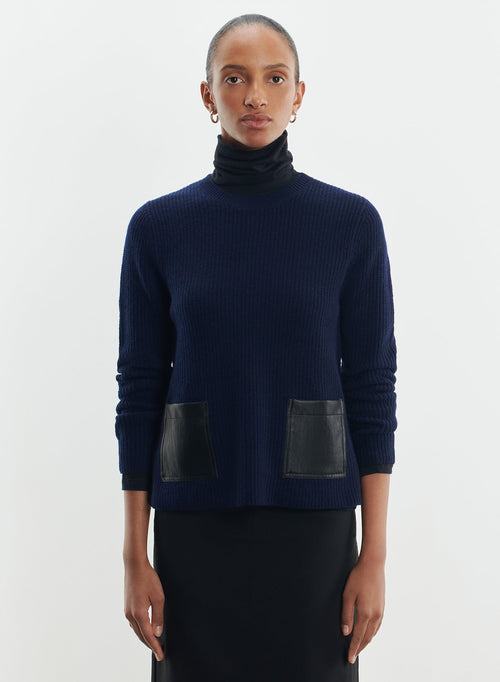 Pullover aus leder und merinowolle - MAJESTIC FILATURES