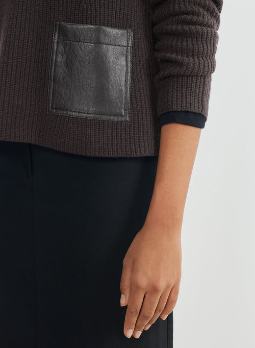 Sweater in leather and merino wool - MAJESTIC FILATURES