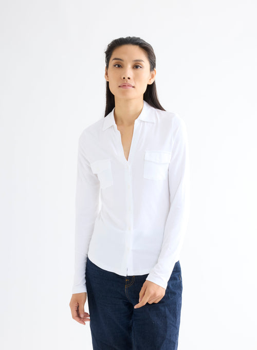 Anna 2 pocket shirt in Vicose / Elastane - MAJESTIC FILATURES