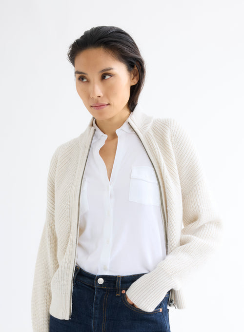 Anna 2 pocket shirt in Vicose / Elastane - MAJESTIC FILATURES