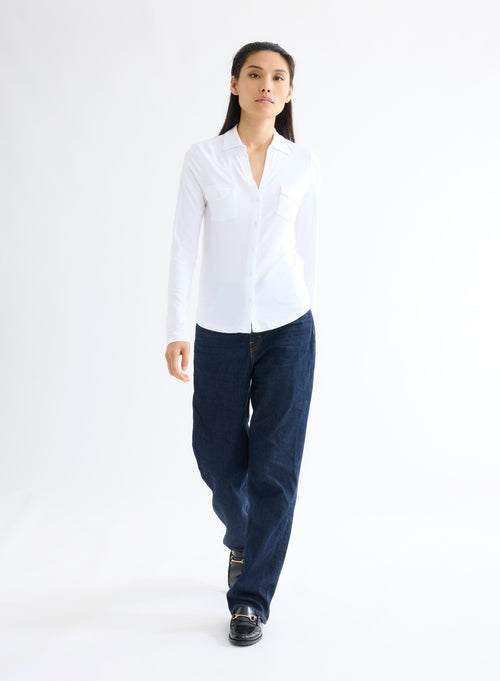 Anna 2 pocket shirt in Vicose / Elastane - MAJESTIC FILATURES