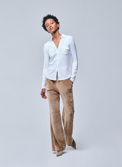 Anna White Viscose Shirt - MAJESTIC FILATURES