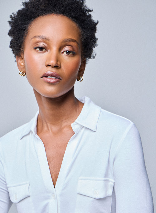 Anna White Viscose Shirt - MAJESTIC FILATURES