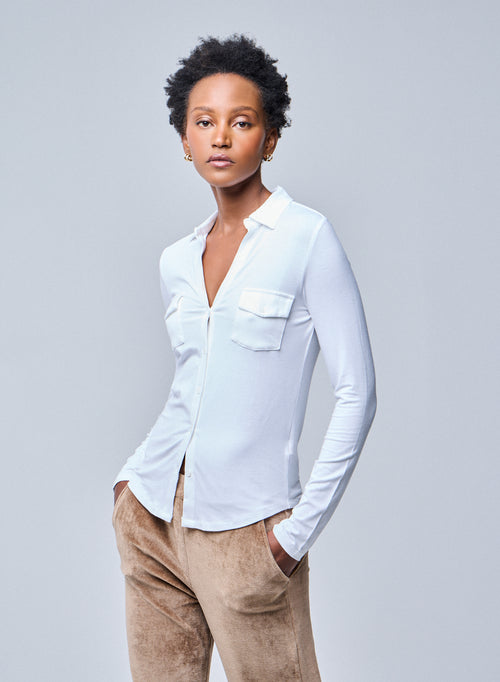 Anna White Viscose Shirt - MAJESTIC FILATURES