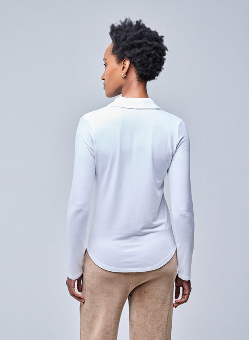 Anna White Viscose Shirt - MAJESTIC FILATURES