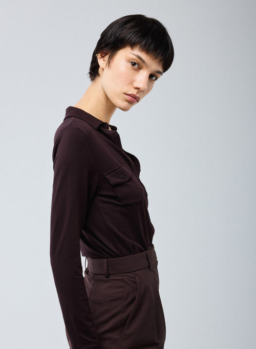 Anna Lila 2-Pocket-Hemd aus Viskose und Elasthan - MAJESTIC FILATURES