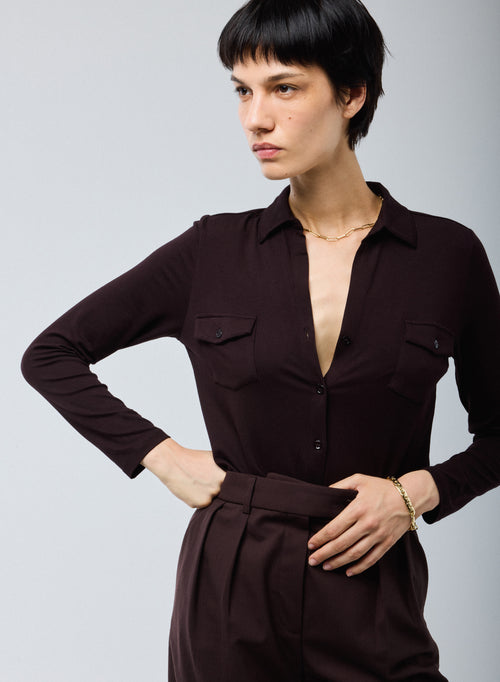 Anna Lila 2-Pocket-Hemd aus Viskose und Elasthan - MAJESTIC FILATURES