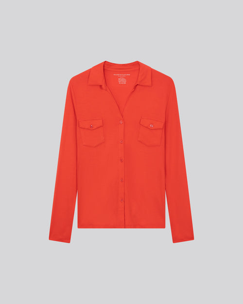 Chemise Orange Chemise Manches Longues en Viscose / Elasthanne - MAJESTIC FILATURES