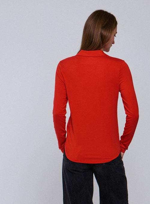 Chemise Orange Chemise Manches Longues en Viscose / Elasthanne - MAJESTIC FILATURES