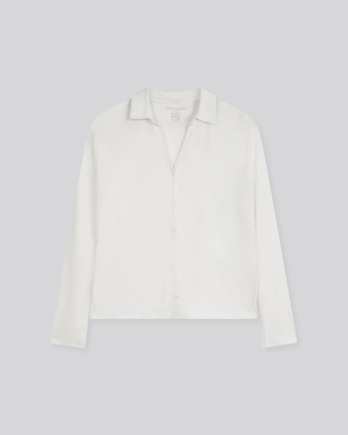 Camisa blanca de manga larga en viscosa y elastano - MAJESTIC FILATURES