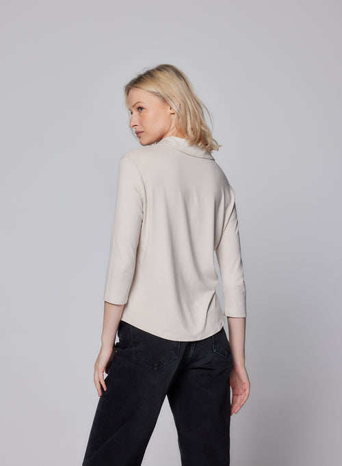 Grey Shirt with Three-quarter Sleeves in Viscose / Elastane - MAJESTIC FILATURES