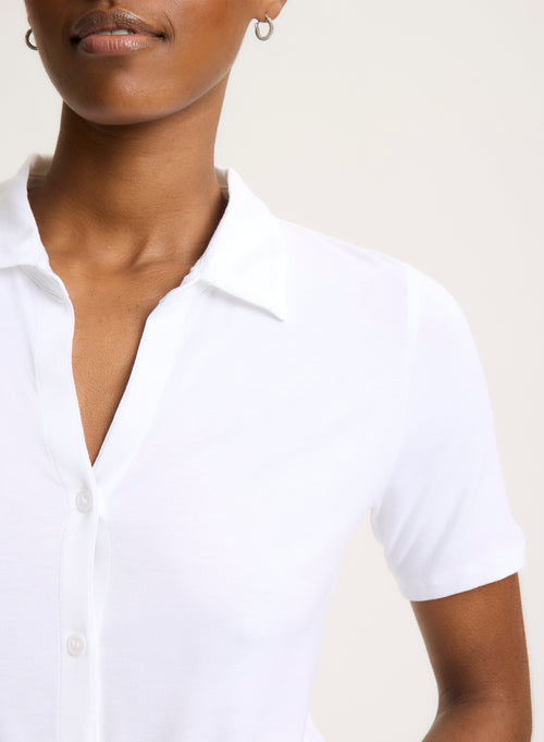 Chemise Blanche Col Chemise Manches Courtes - MAJESTIC FILATURES