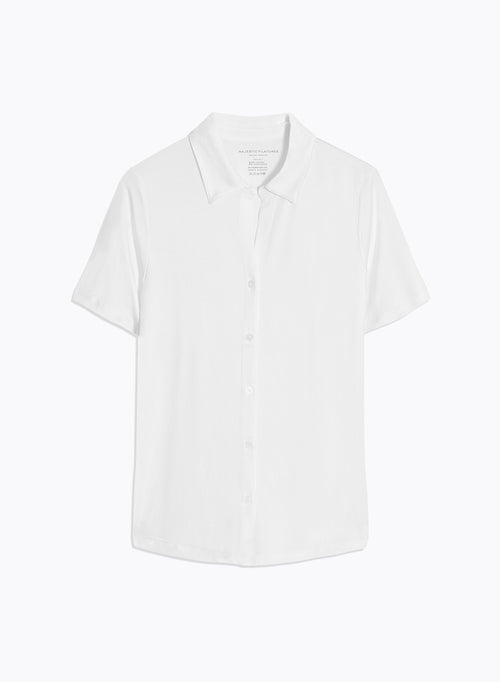 Chemise Blanche Col Chemise Manches Courtes - MAJESTIC FILATURES