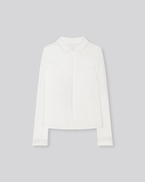 Weißes Hemd Langarmshirt aus Viskose / Elasthan - MAJESTIC FILATURES