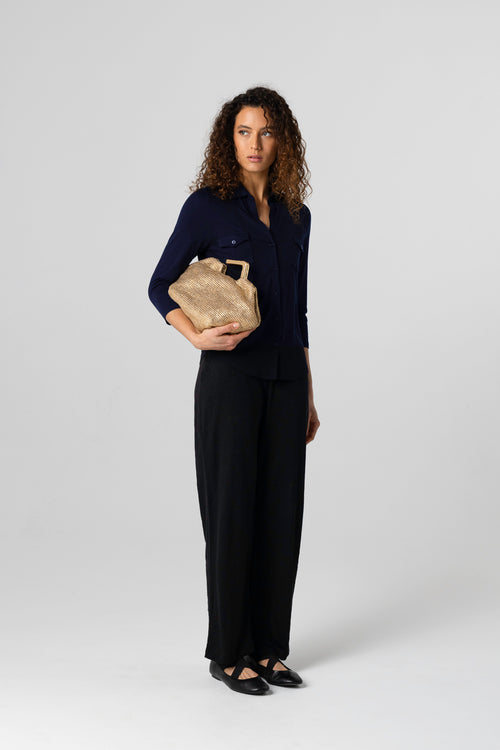 Chemise Marine Manches 3/4 en Viscose / Elasthanne - MAJESTIC FILATURES