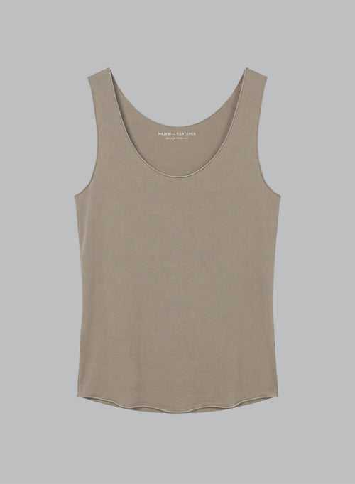 U-Neck Tank Top in Viscose / Elastane in Coffee Latte - MAJESTIC FILATURES