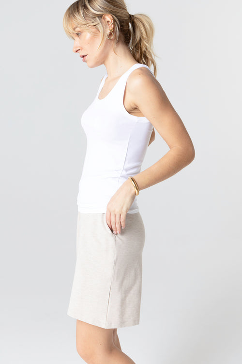 White U-neck tank top in Viscose and Elastane - MAJESTIC FILATURES