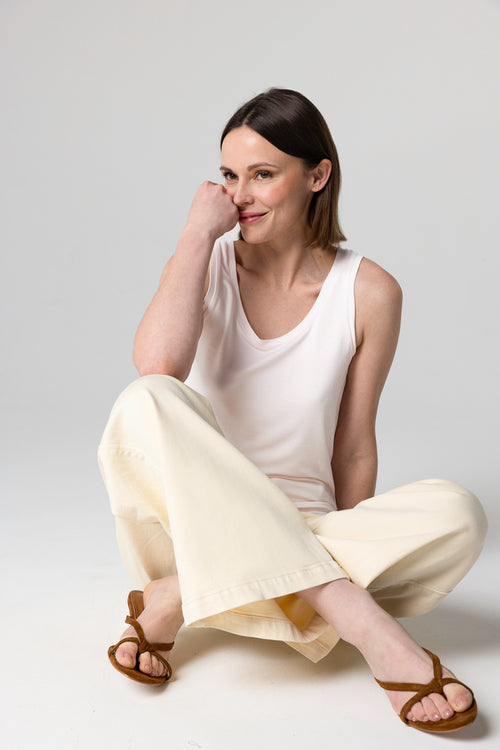 Débardeur Eau De Rose Col U Sans Manches en Viscose / Elasthanne - MAJESTIC FILATURES