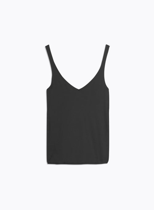 Schwarzes Tanktop mit V-Ausschnitt aus Viskose und Elasthan - MAJESTIC FILATURES