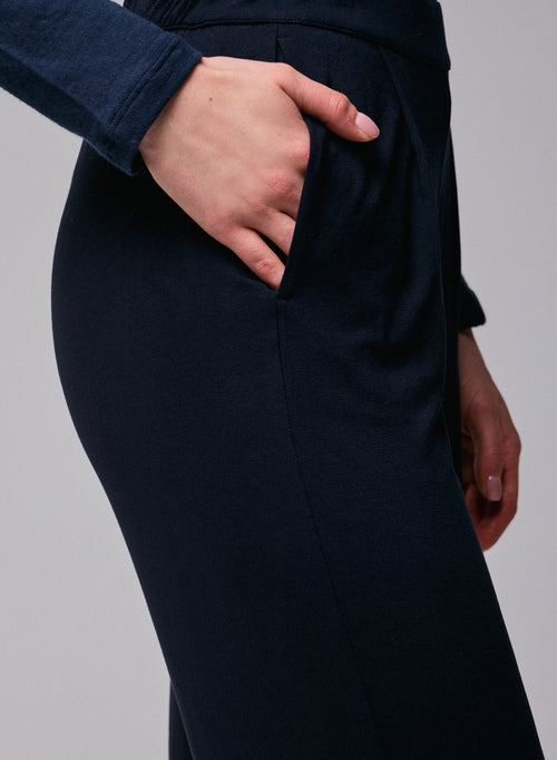 Navy Viscose / Elastane Pants - MAJESTIC FILATURES