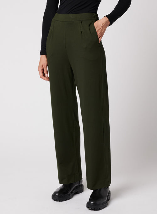 Green viscose/elastane trousers - MAJESTIC FILATURES